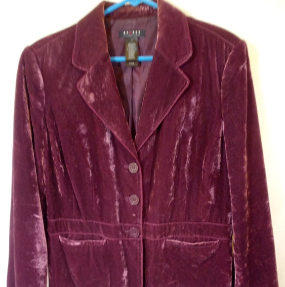 Axcess Jackets & Blazers - Velvet Button Down Plum Blazer Jacket By Axcess Size 14 Womens Fashion